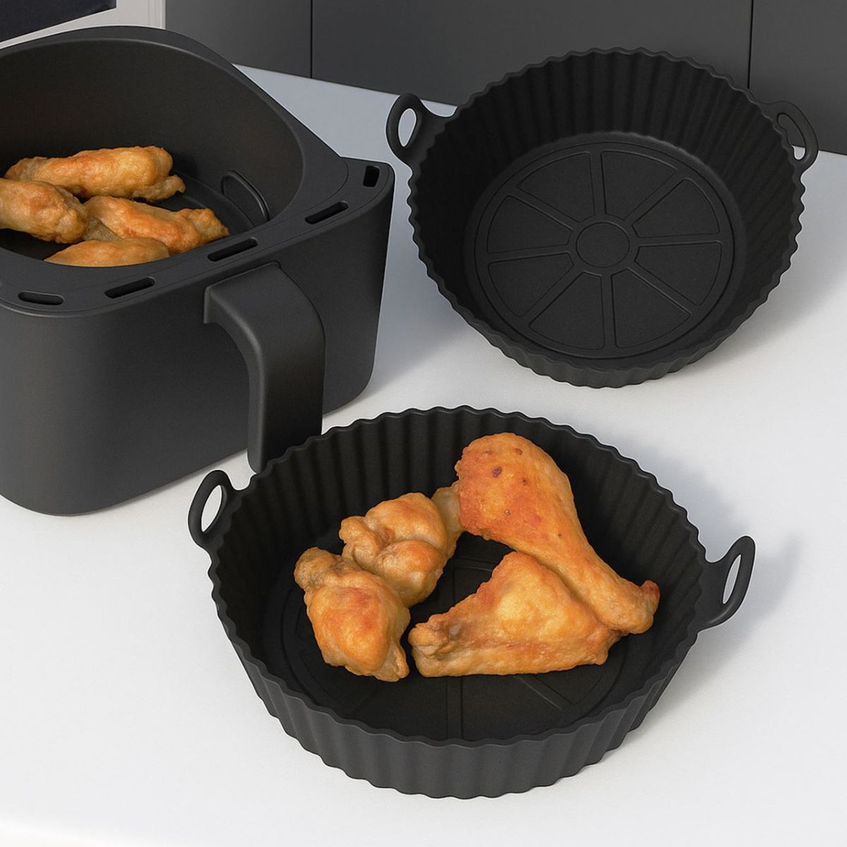 Φόρμα Σιλικόνης για Air Fryer Μαύρη