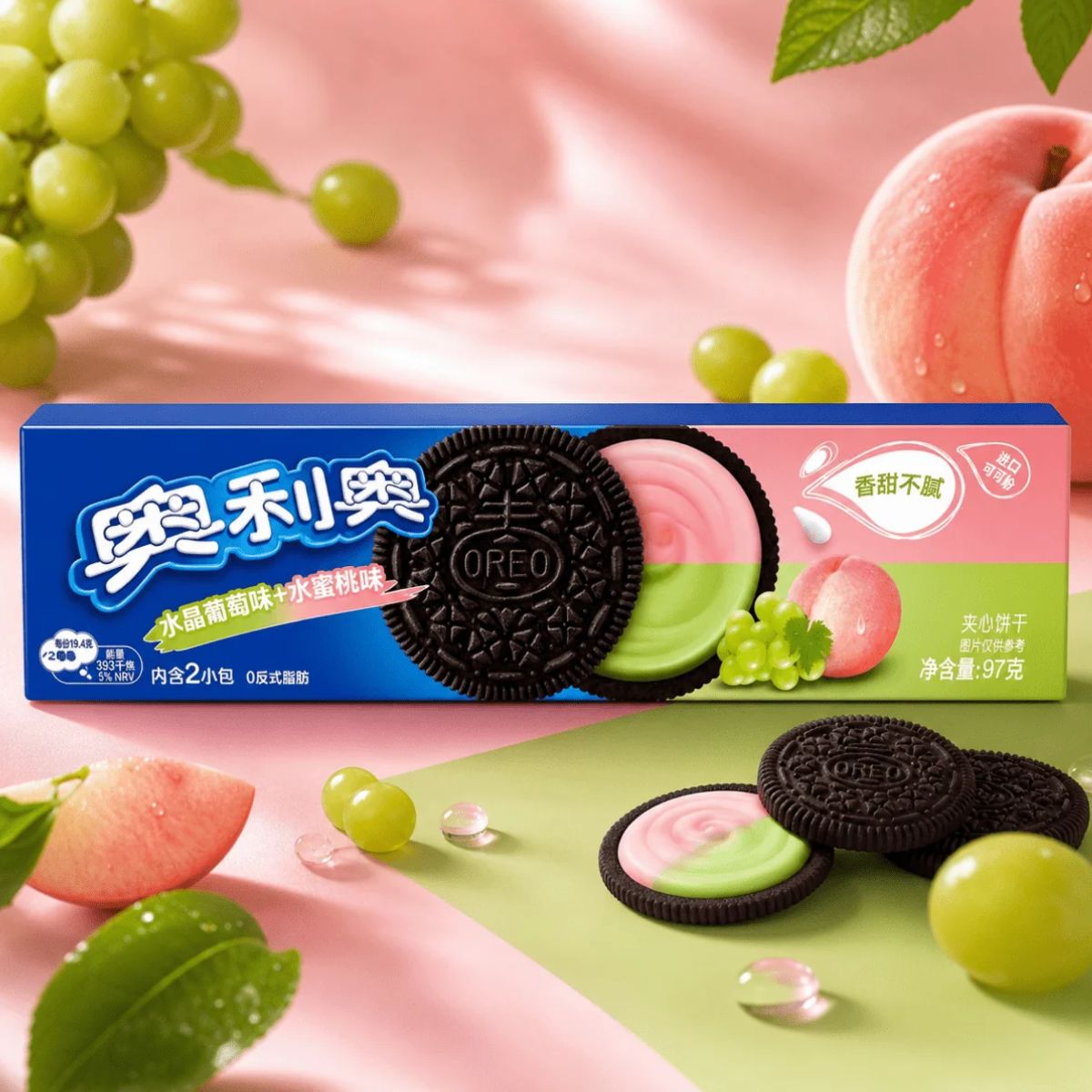 Μπισκότα Γεμιστά Σταφύλι & Ροδάκινο Oreo Japanese Grape & Peach Limited Edition