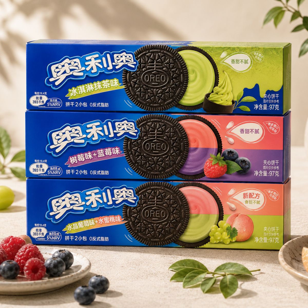 Μπισκότα Γεμιστά Σταφύλι & Ροδάκινο Oreo Japanese Grape & Peach Limited Edition