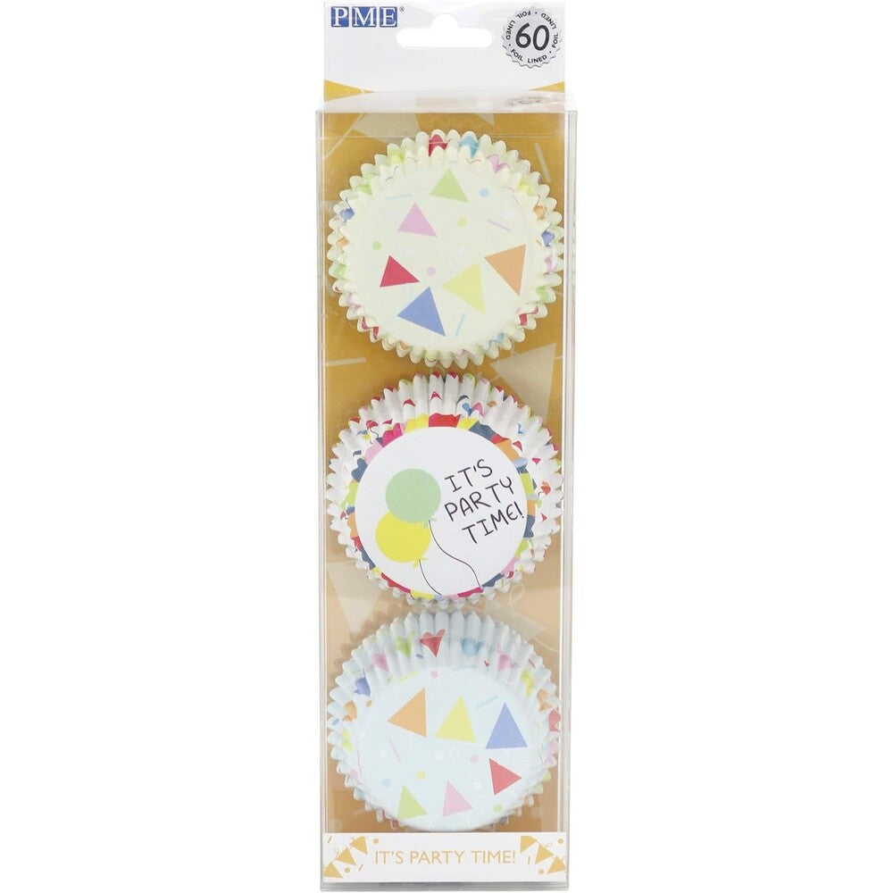 Φορμάκια Χάρτινα Για Καπκέικ Πάρτυ PME Cupcake Cases Foil Lined Its Party Time Set of 3 60pcs