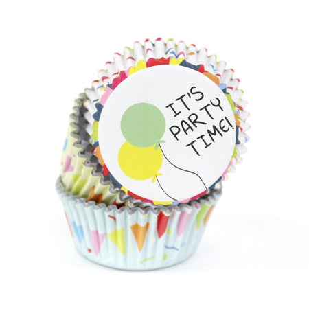 Φορμάκια Χάρτινα Για Καπκέικ Πάρτυ PME Cupcake Cases Foil Lined Its Party Time Set of 3 60pcs