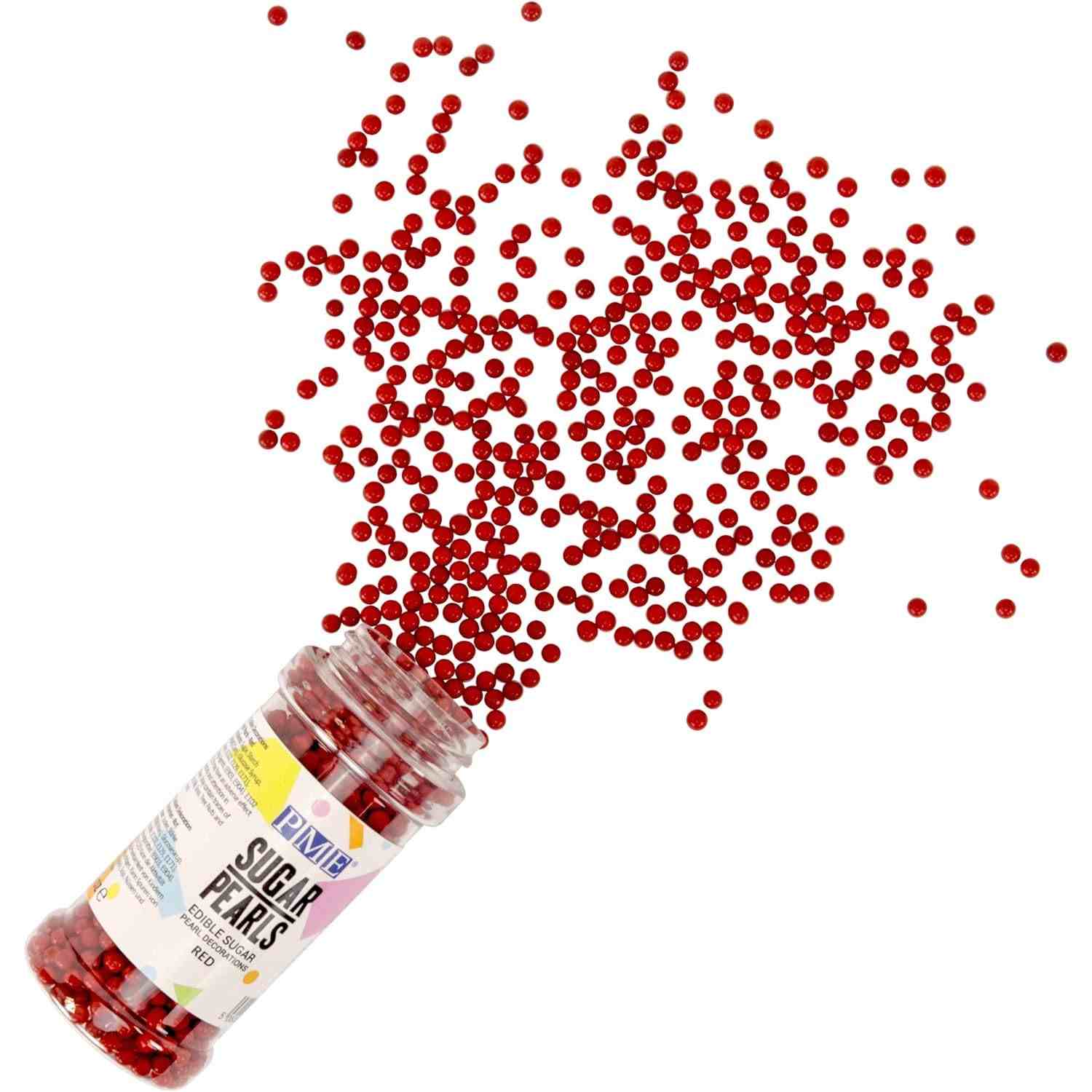 Πέρλες Ζαχαροπλαστικής Κοκκινο PME Sugar Pearls Decorations Red 100g