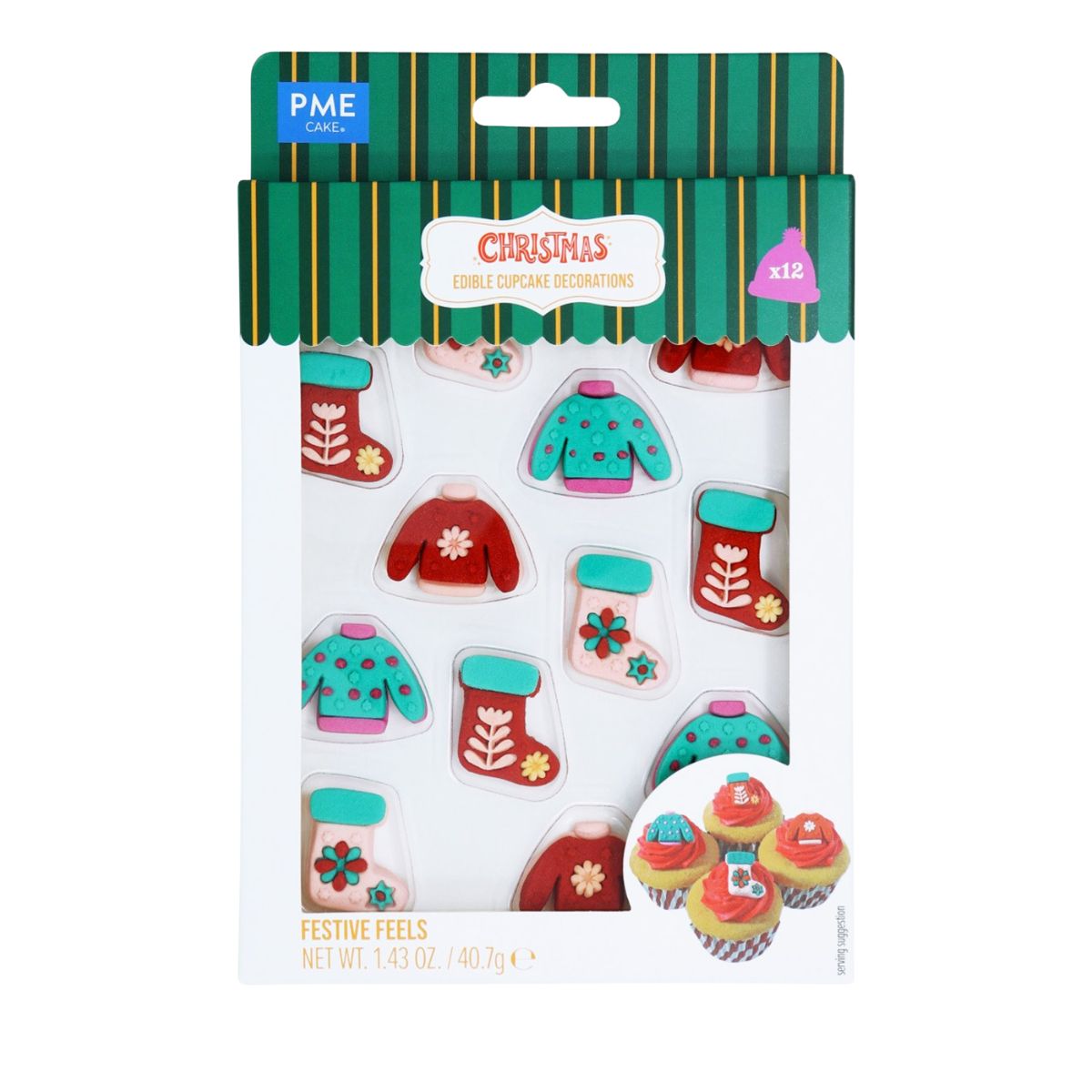 Χριστουγεννιάτικα Διακοσμητικά Ζαχαροπλαστικής PME Christmas Edible Cupcake Decorations
