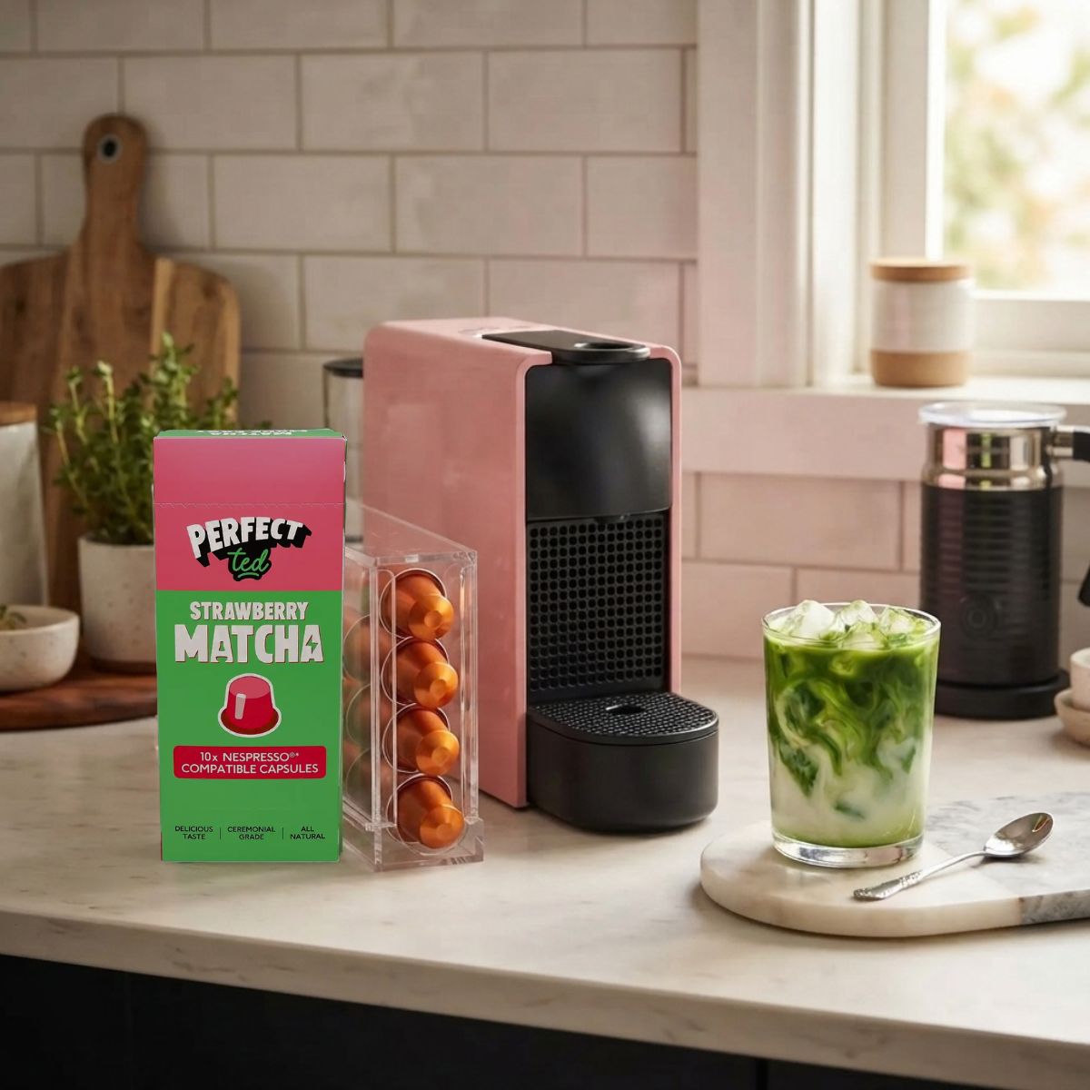 Κάψουλες Φράουλα Μάτσα Perfect Ted Strawberry Matcha Capsules Συμβατές με Μηχανή Nespresso 10caps