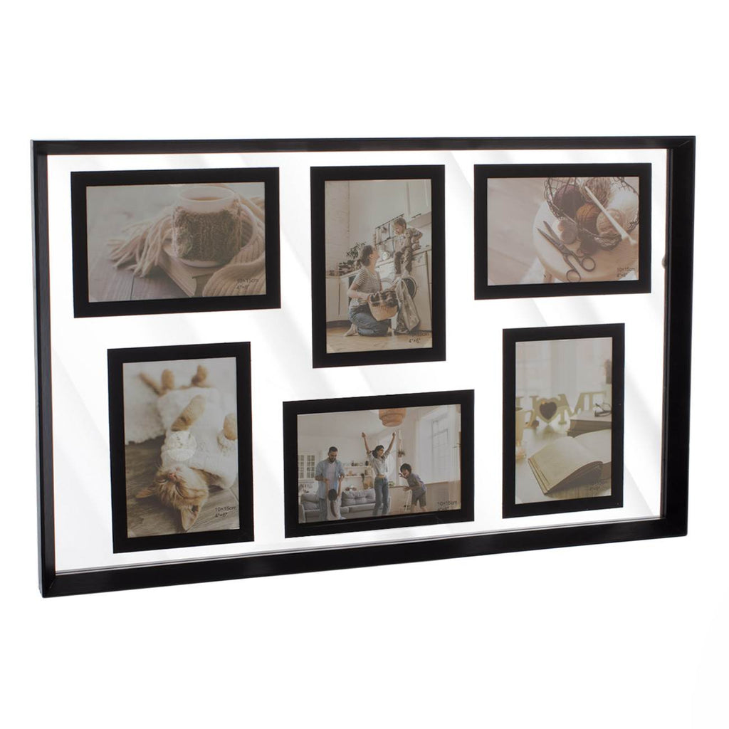 Photo Frame 6 Photos Black Wooden With Glass Decorative Frame 55x35cm-B