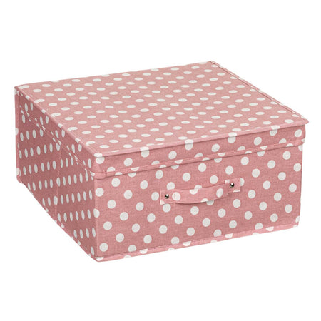 Pink Polka Dot Storage Box With Fabric Lining And Handle 40x40x20cm-A