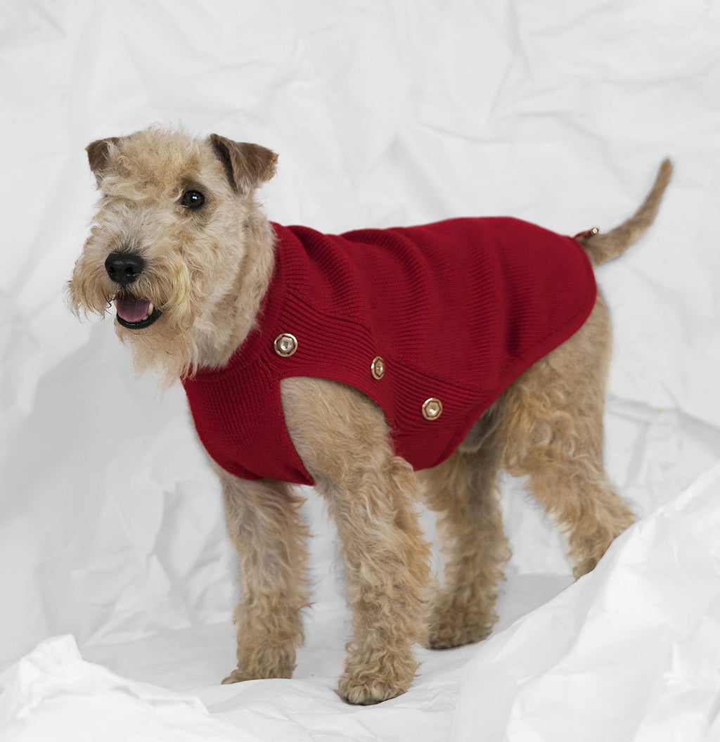 Poldo Dog Couture Cortina Red 2 in 1 Luxury Coat X-Small 30cm Small 35cm Medium 40cm-D