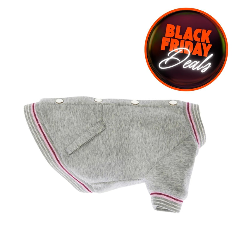 Poldo Dog Couture Milano Grey Baseball Bomber Jacket