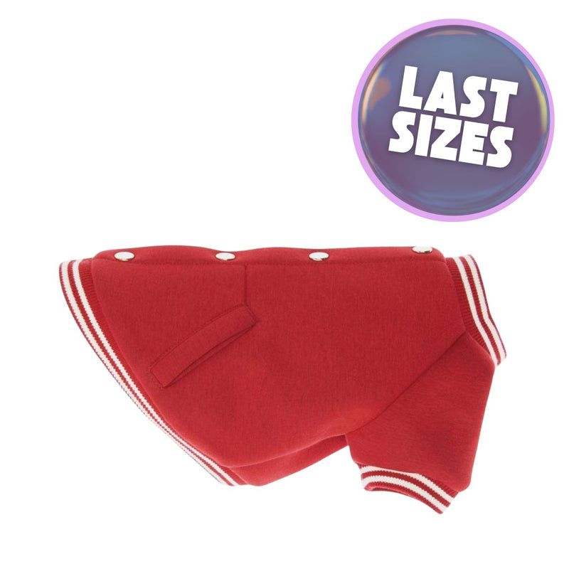 Poldo Dog Couture Milano Red Baseball Bomber Jacket
