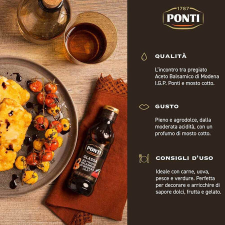 Γλάσο με Βαλσαμικό Ξύδι Χωρίς Γλουτένη Ponti Glassa all Aceto Balsamico di Modena 250ml