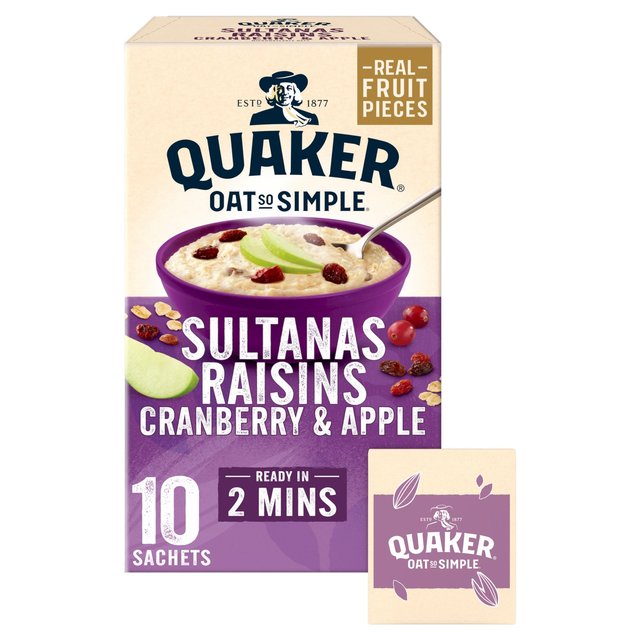 Νιφάδες Βρώμης Ολικής Άλεσης Quaker Oat So Simple Sultanas Raisins Cranberry and Apple 385g