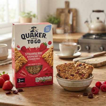 Μπάρες Δημητριακών Quaker Porridge To Go Strawberry Raspberry and Cranberry Bars