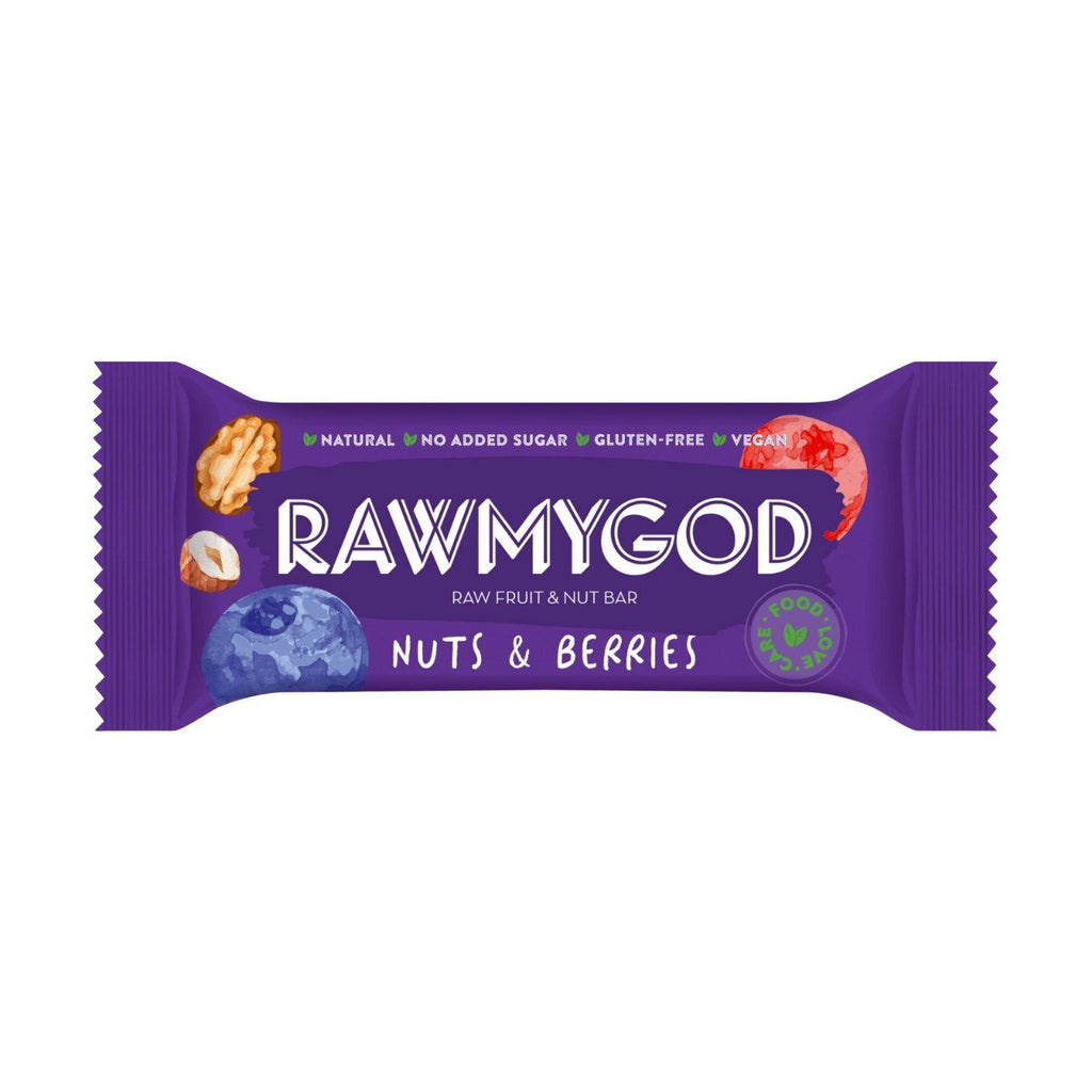 Μπάρα με Ξηρούς Καρπούς και Μούρα Rawmygod Raw Fruit and Nut Bar Nuts and Berries 40g