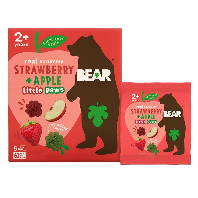 Παιδικό Σνακ Φρούτου Bear Real Yummy Strawberry And Apple Little Paws 5x20g