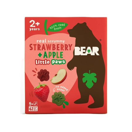 Παιδικό Σνακ Φρούτου Bear Real Yummy Strawberry And Apple Little Paws 5x20g