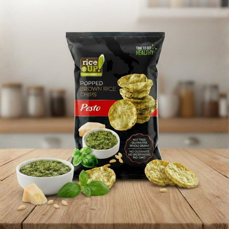 Τσιπς Καστανού Ρυζιού Rice Up Popped Brown Rice Chips Pesto