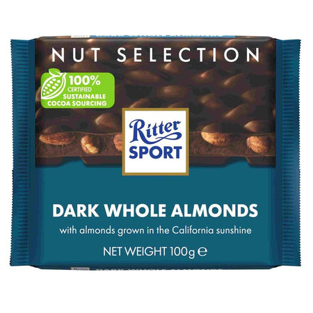 Σοκολάτα Υγείας Με Ολόκληρα Αμύγδαλα Ritter Sport Dark Whole Almonds 100g