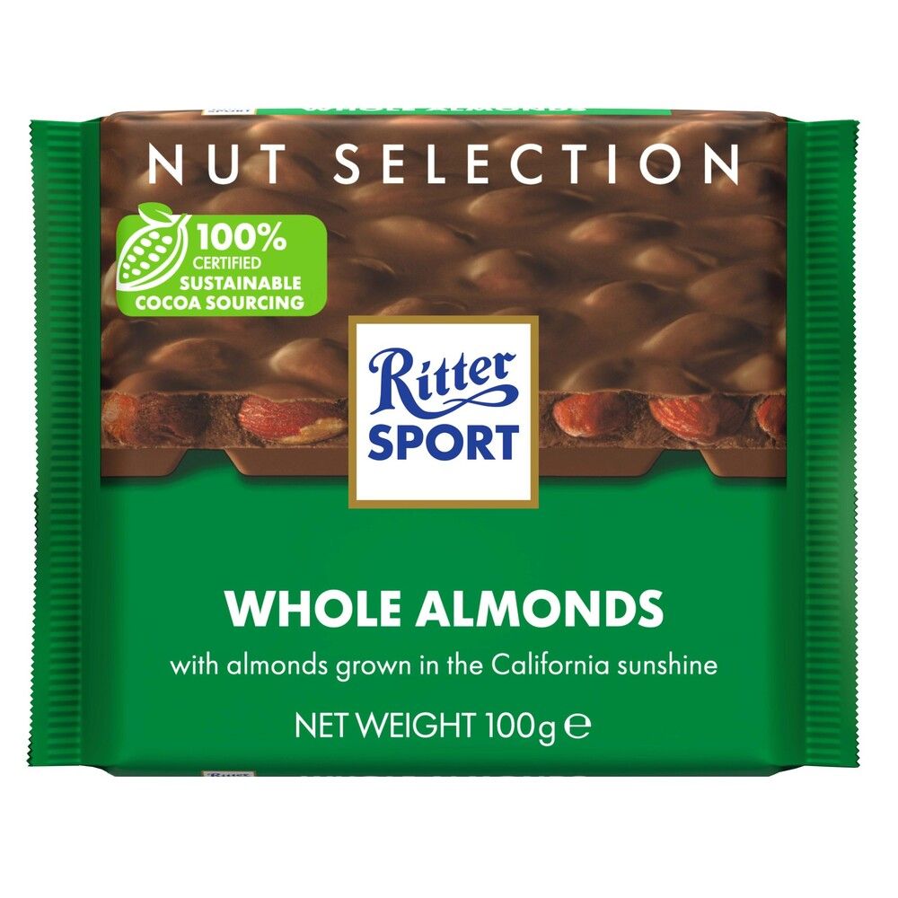 Σοκολάτα Γάλακτος με Ολόκληρα Αμύγδαλα Ritter Sport Whole Almonds 100g