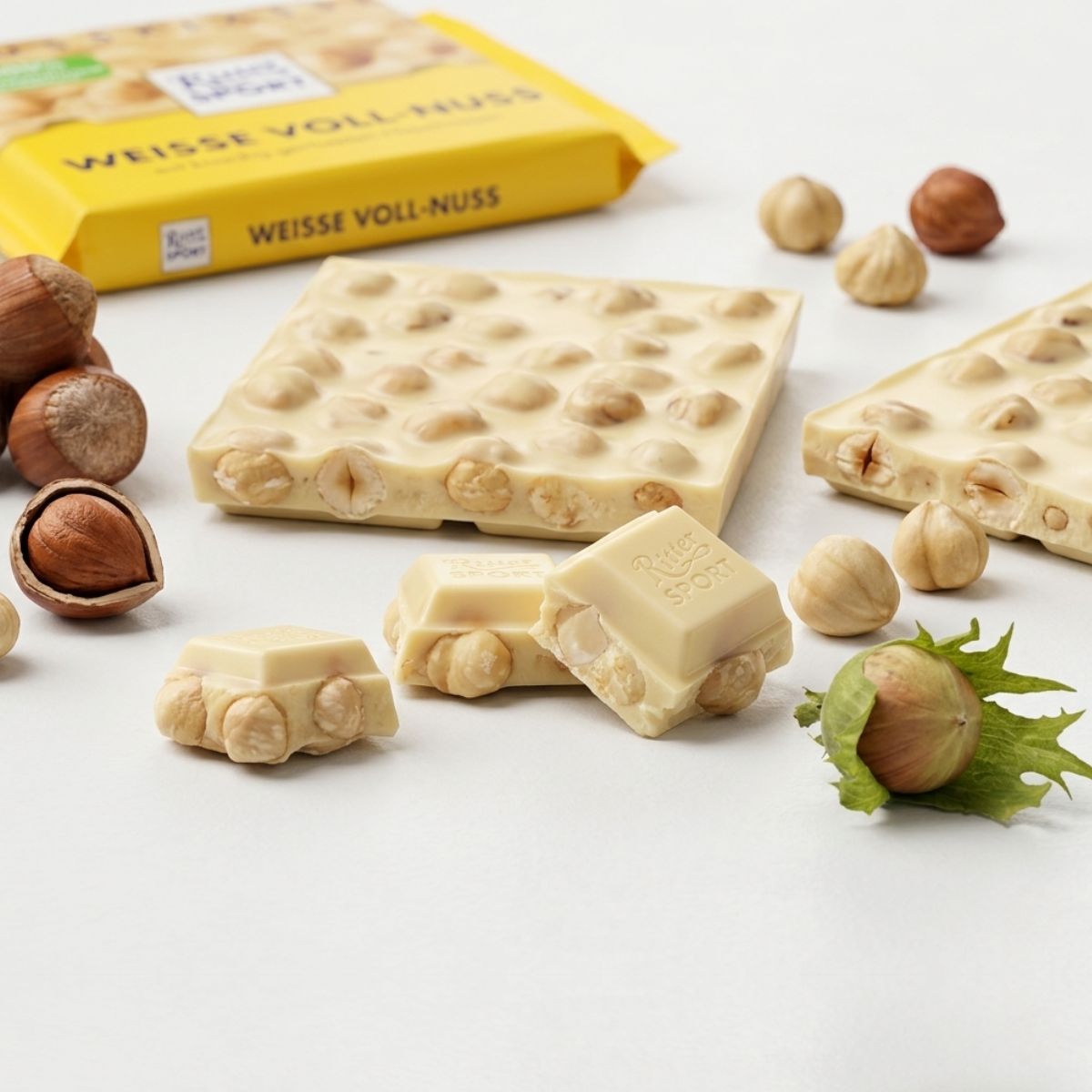 Λευκή Σοκολάτα με Ολόκληρα Φουντούκια Ritter Sport Weisse Voll Nuss