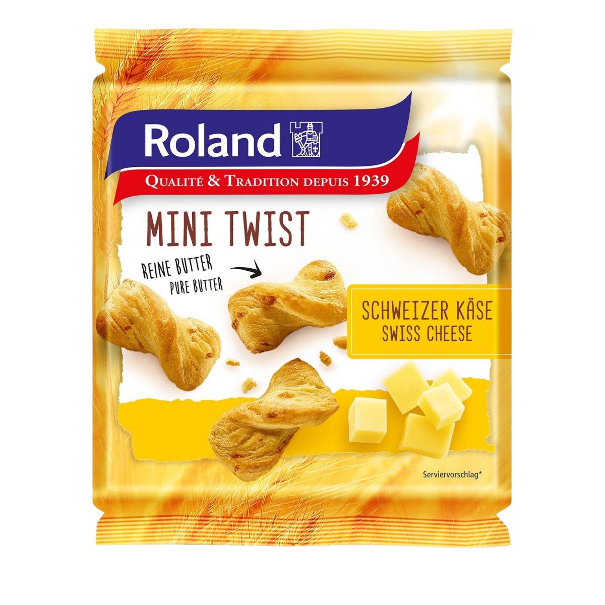 Κρουασίνια Βουτύρου Μίνι με Ελβετικό Τυρί Roland Mini Twist Swiss Cheese