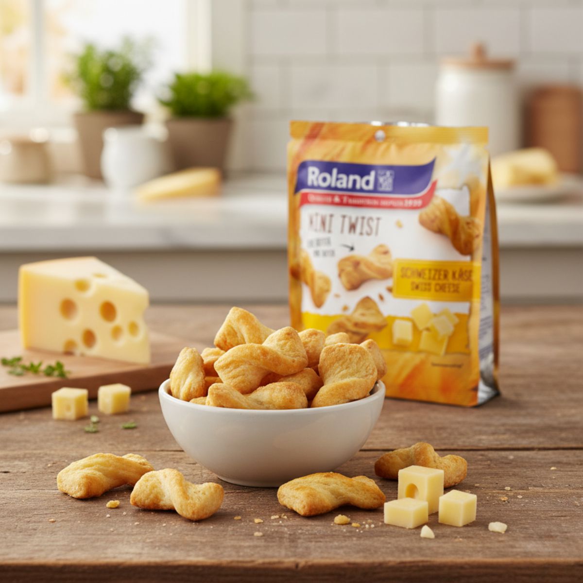 Κρουασίνια Βουτύρου Μίνι με Ελβετικό Τυρί Roland Mini Twist Swiss Cheese