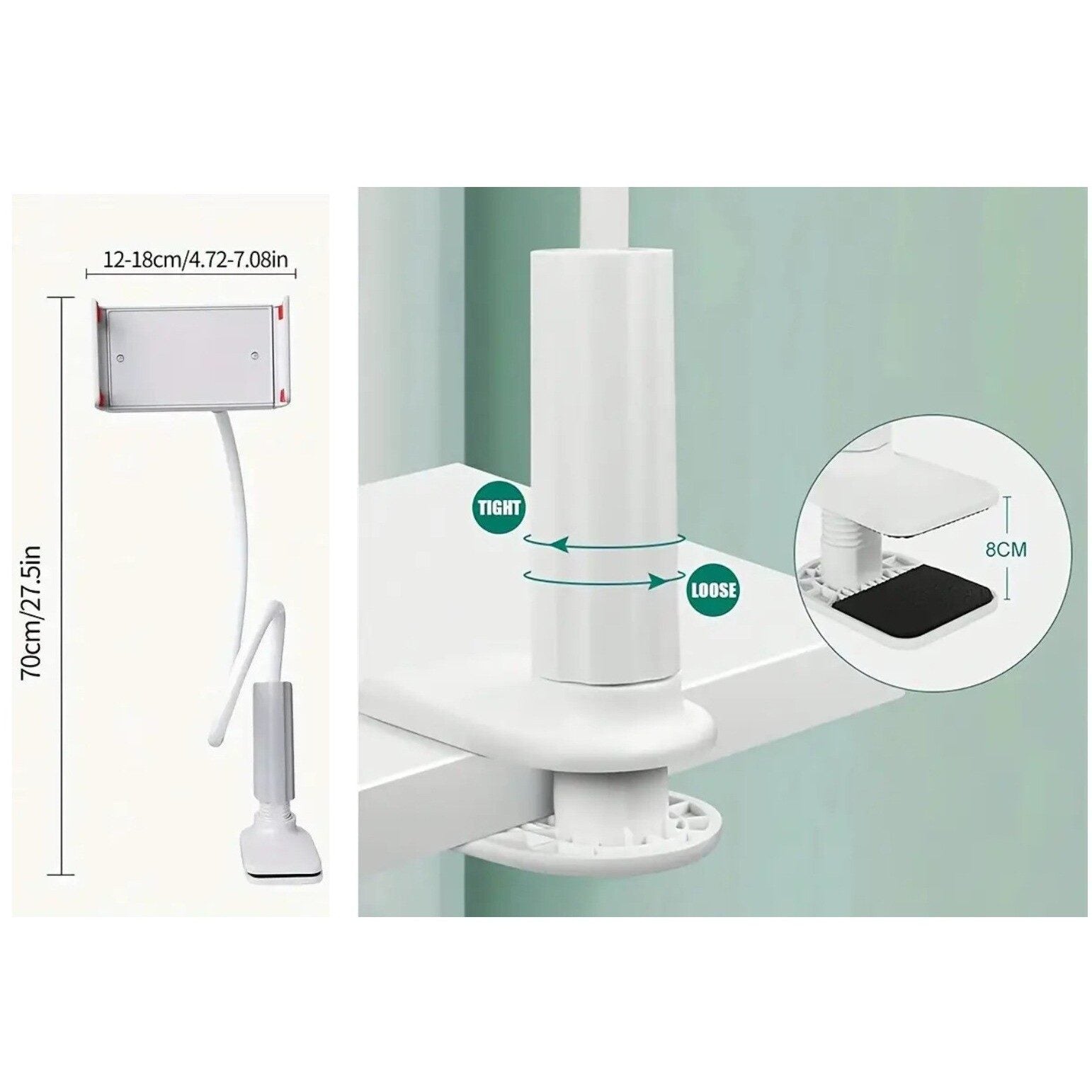 Περιστρεφόμενο Stand Τηλεφώνου Rotating Phone Holder Black 70x12-18cm