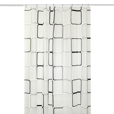 Shower Curtain Translucent With Printed Squares PEVA 180x180cm-B