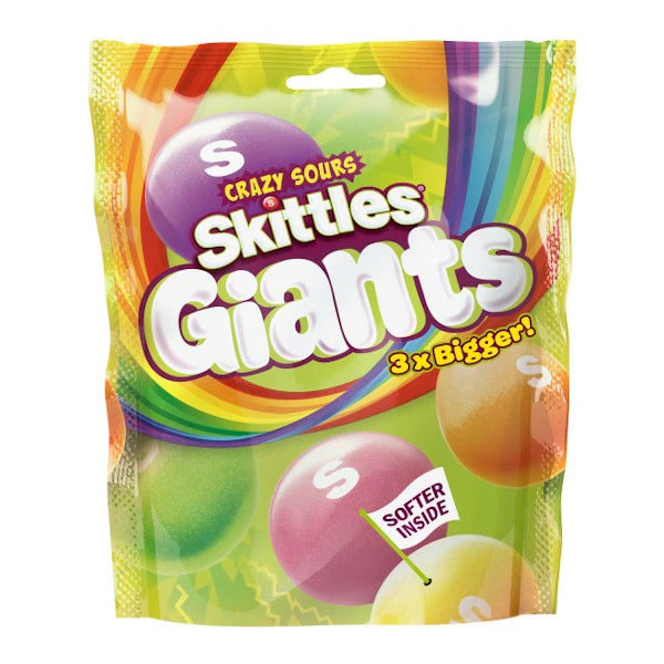 Skittles Giants Crazy Sours Sweets 3xBigger Pouch Bag 141g