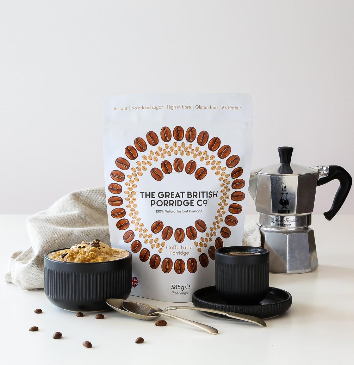 Νιφάδες Βρώμης Καφές Vegan The Great British Porridge Caffe Latte 385g