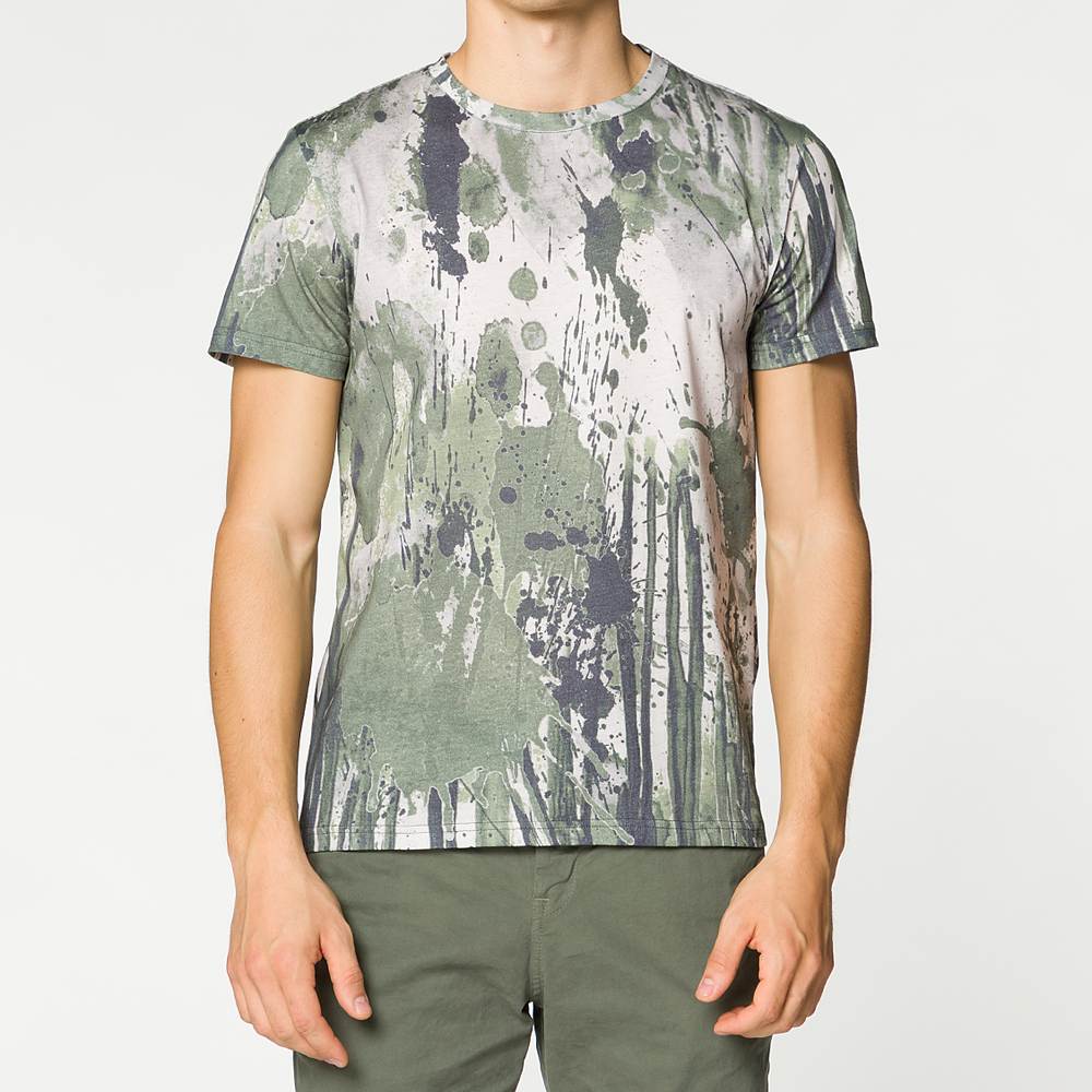 The Project Garments Crew Neck Cotton Digital Print T-shirt Khaki
