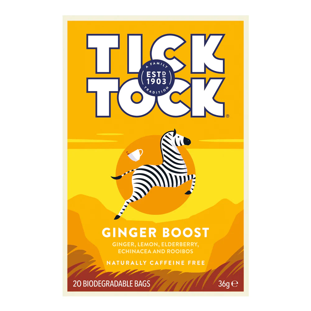 Tick Tock Wellbeing Ginger Boost 20 Tea Bags 36g