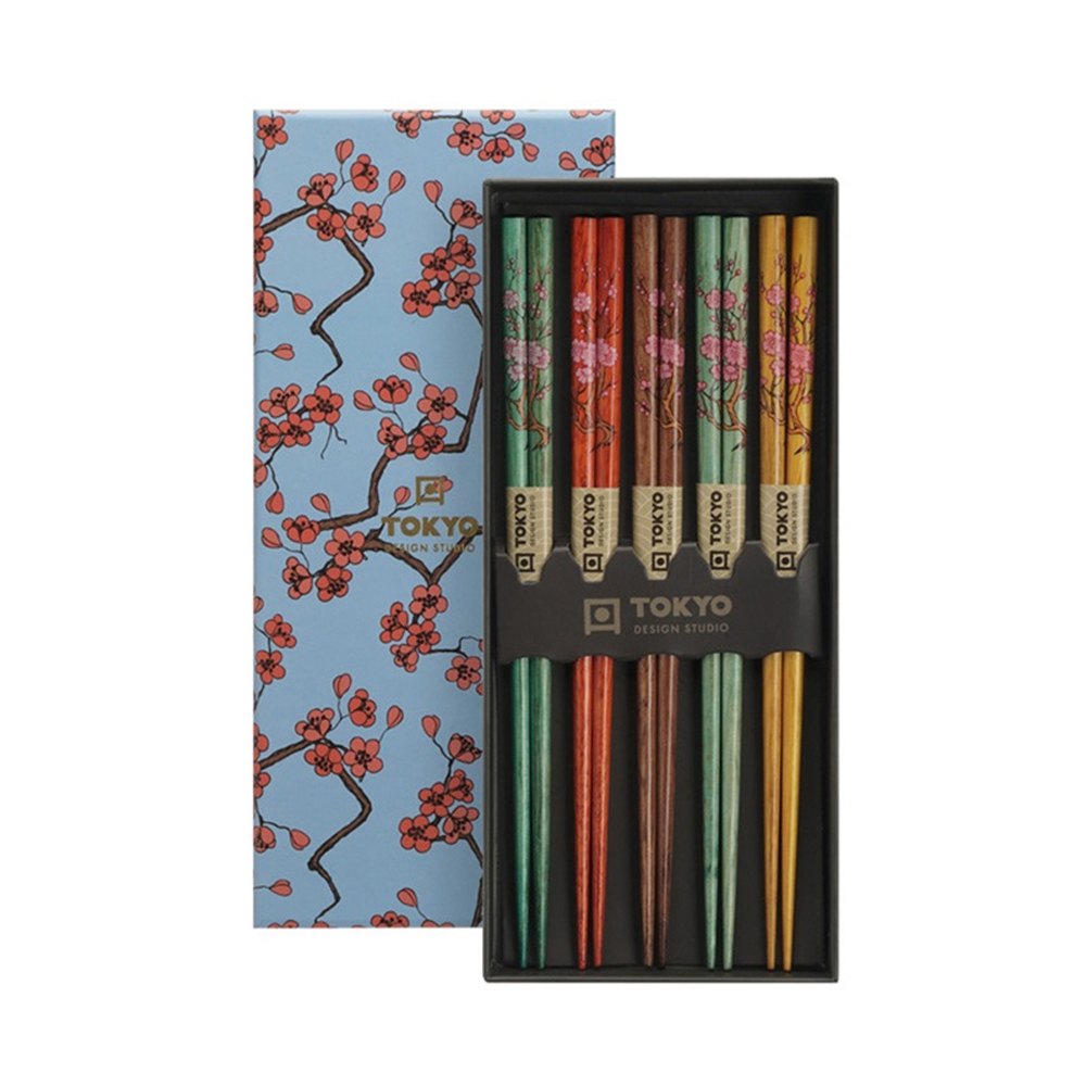 Τσόπστικς Ξύλινα Σετ Tokyo Design Studio Άνθη Sakura Gift Box Chopsticks 5 Pairs