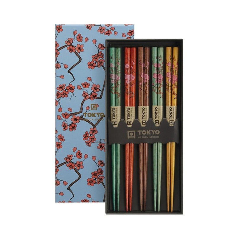 Τσόπστικς Ξύλινα Σετ Tokyo Design Studio Άνθη Sakura Gift Box Chopsticks 5 Pairs