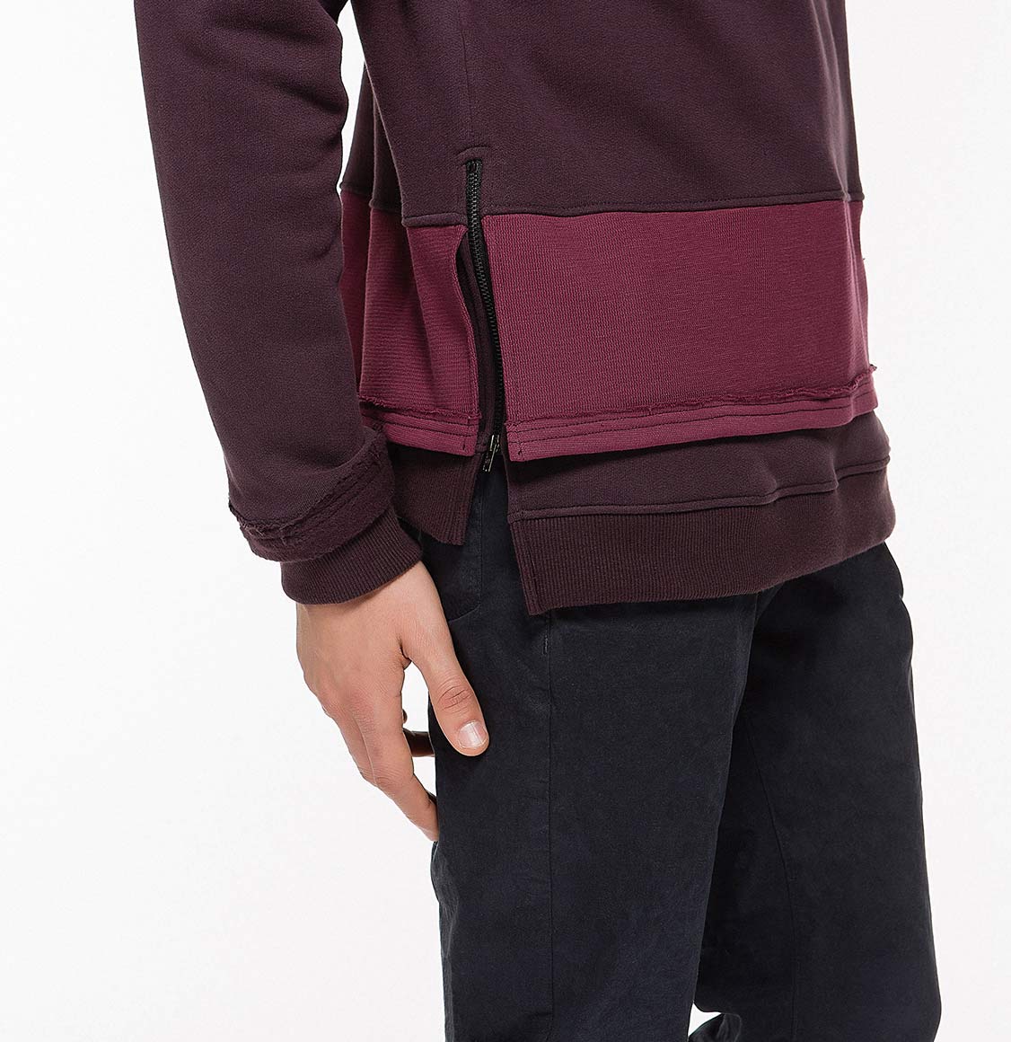 Μπλούζα Φούτερ The Project Garments Two Tone Crew Neck Sweatshirt Burgundy