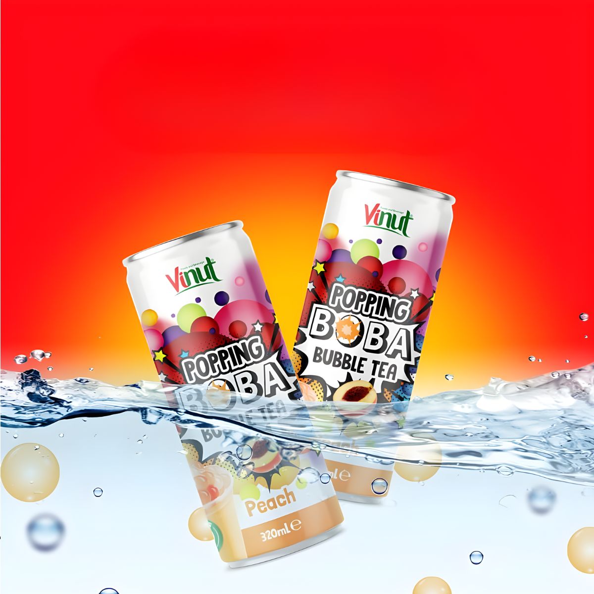 Τσάι Ροδάκινο Vinut Popping Boba Bubble Tea Peach Flavor