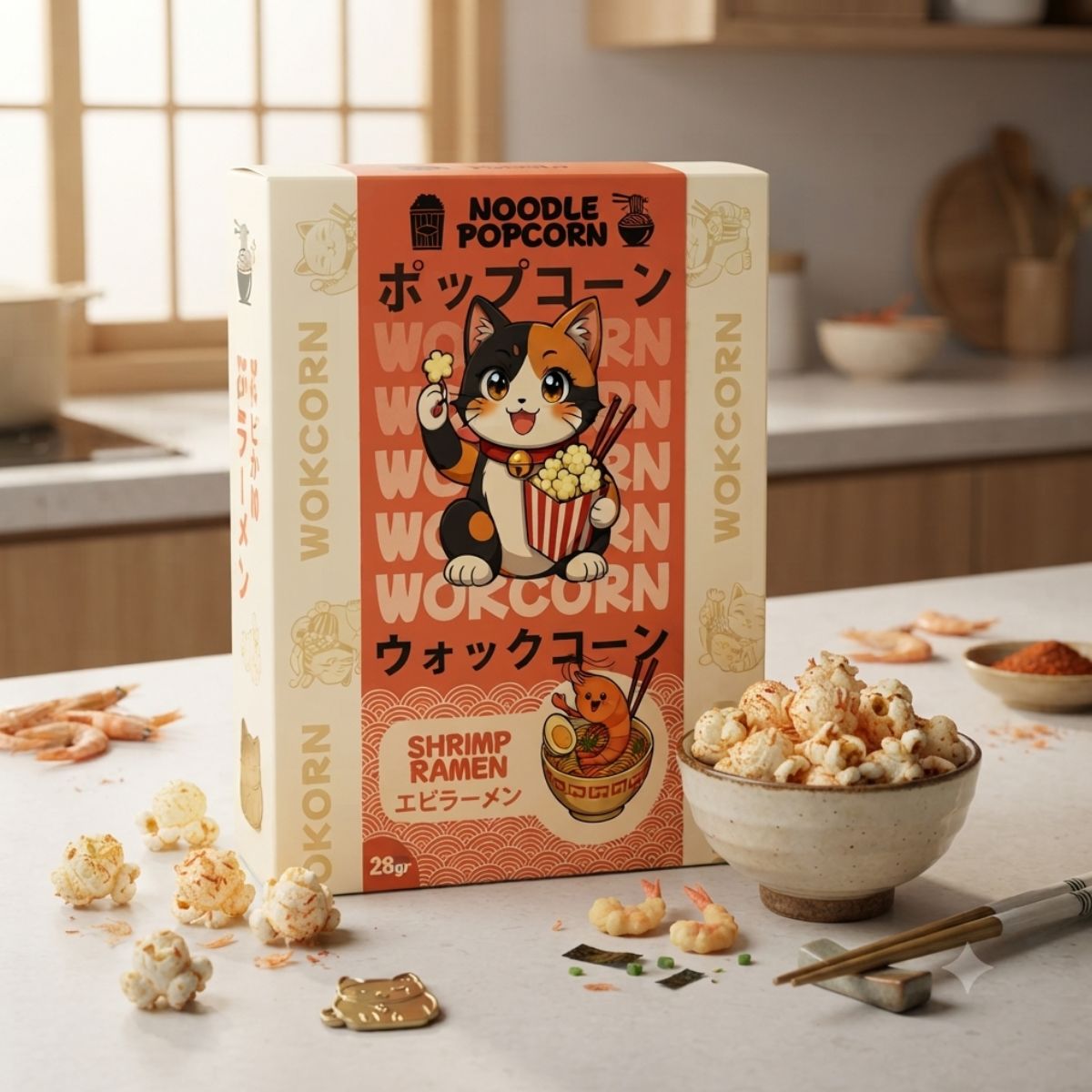 Ποπ Κορν με Γαρίδα Wokcorn Shrimp Ramen Noodle Popcorn
