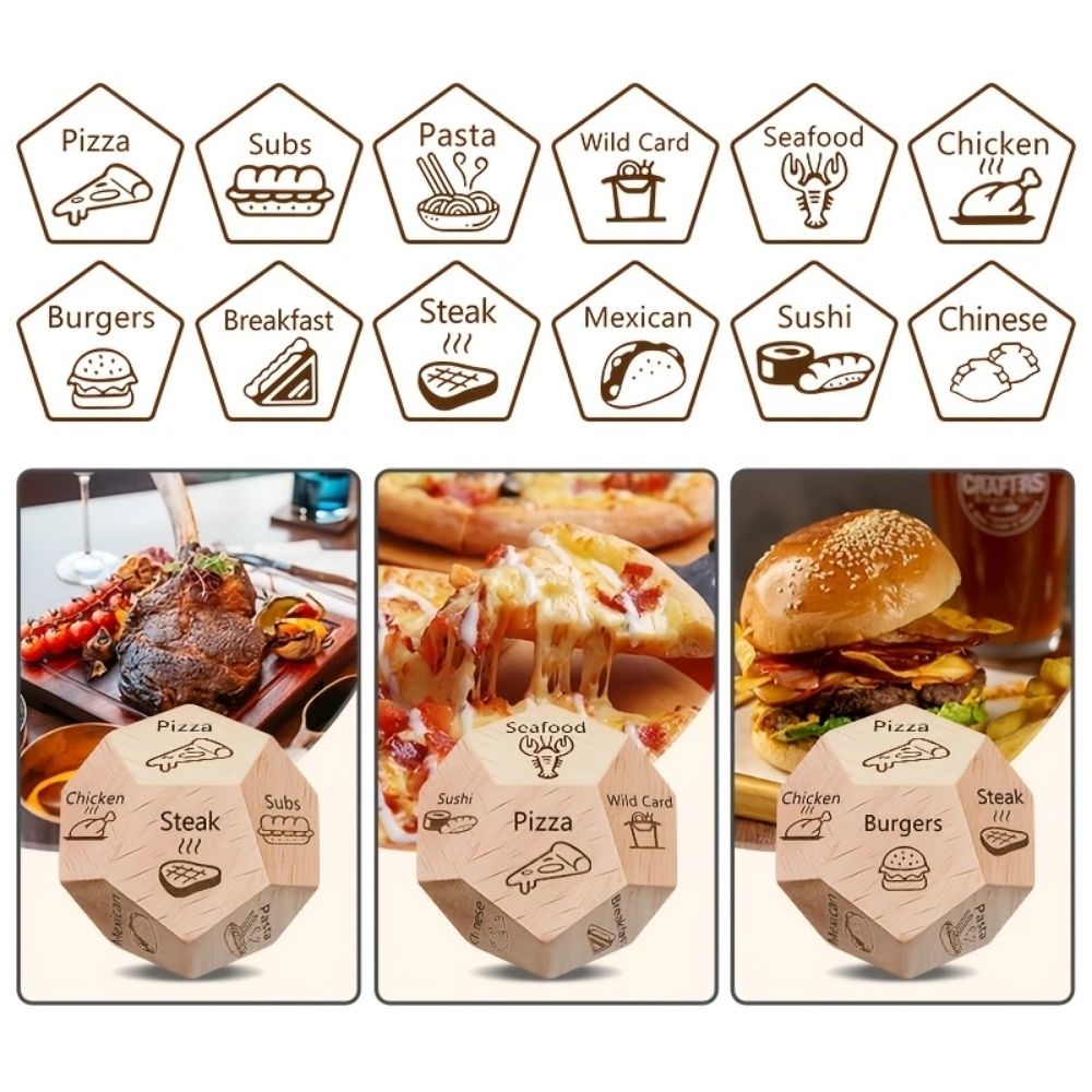 Ξύλινο Ζάρι Διασκέδασης Φαγητού Wood Dice for Fun Date Nights
