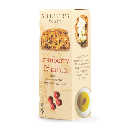 Φρυγανιές με Κράνμπερι και Σταφίδες Artisan Biscuits Millers Toasts Cranberry Raisin 100g