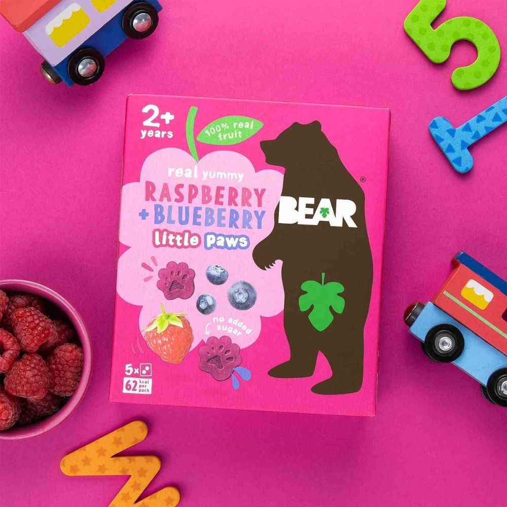 Παιδικό Σνακ Φρούτου Bear Real Yummy Raspberry And Blueberry Little Paws