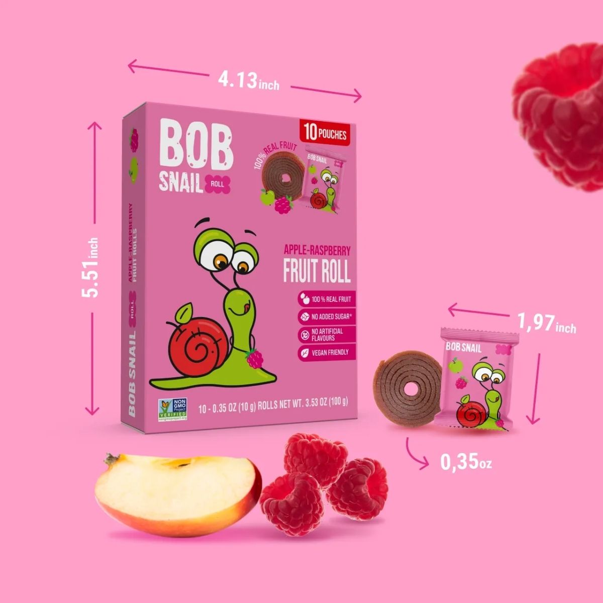 Ρολό Φρούτων με Μήλο και Βατόμουρο Bob Snail Apple and Raspberry Rolls