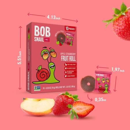 Ρολό Φρούτων με Μήλο και Φράουλα Bob Snail Apple and Strawberry Rolls