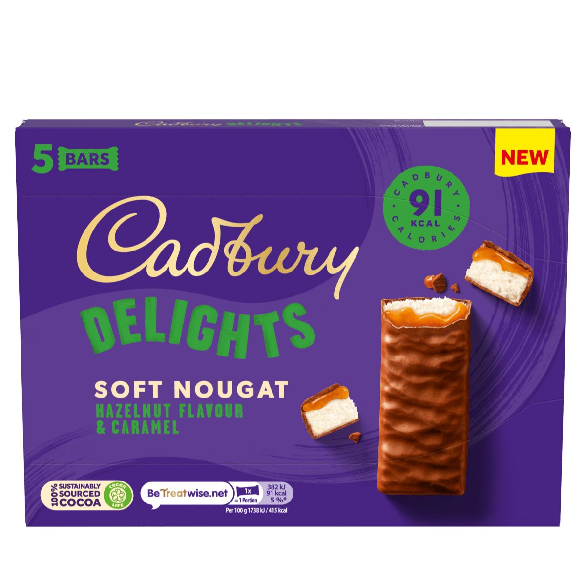 Cadbury Delights Soft Nougat Hazelnut Flavour and Caramel