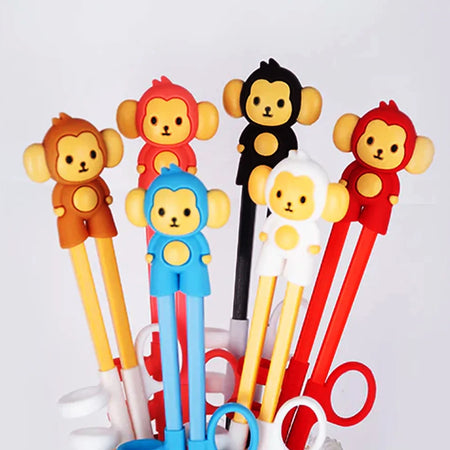 Παιδικά Τσόπστικς Με Βοηθό Tokyo Design Studio Children Chopsticks Brown Monkey Helper 18cm