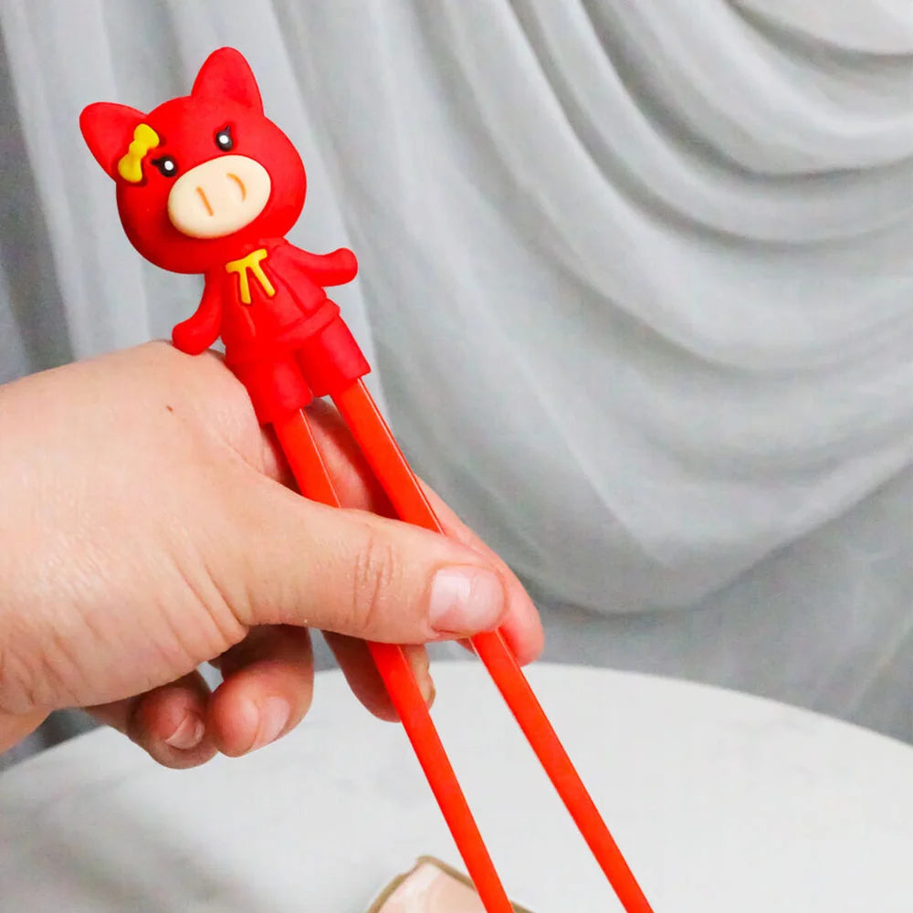 Παιδικά Τσόπστικς Με Βοηθό Tokyo Design Studio Children Chopsticks Red Pig Girl Helper 22cm