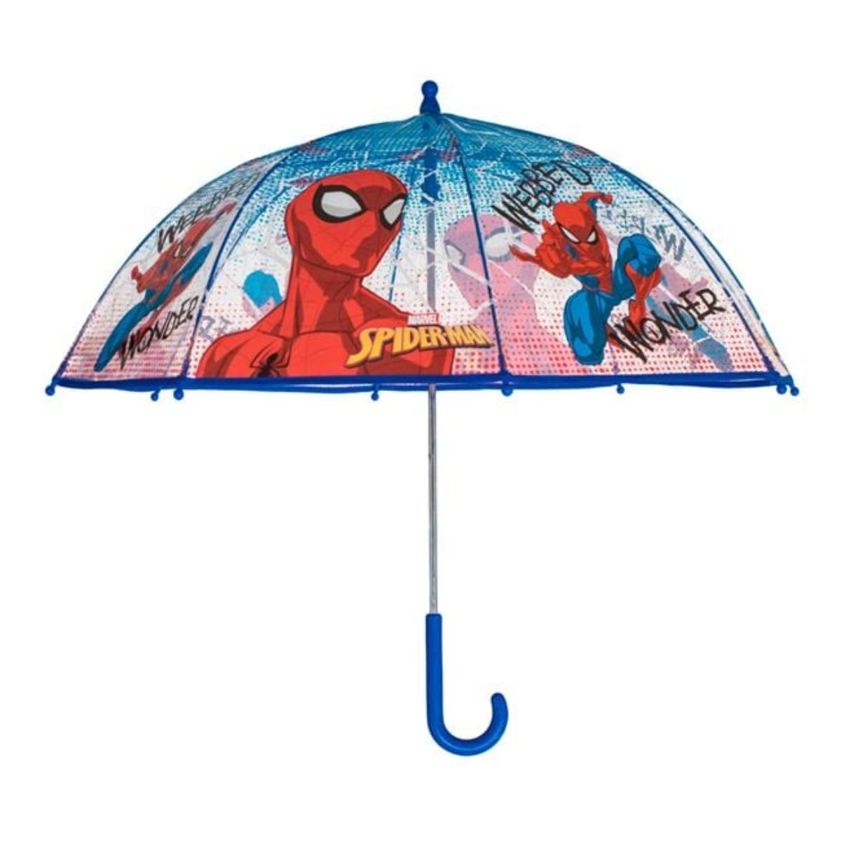 Παιδική Ομπρέλα Διάφανη Χειροκίνητη Spiderman Μπαστούνι