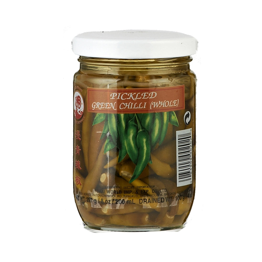 Καυτερές Πράσινες Πιπεριές Τουρσί Cock Pickled Whole Green Chili Peppers 227g