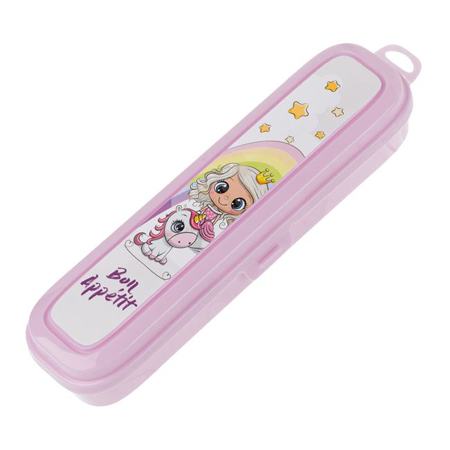 Θήκη για Μαχαιροπίρουνα Ροζ Πριγκίπισσα με Μονόκερο 23.5x4.5x6cm