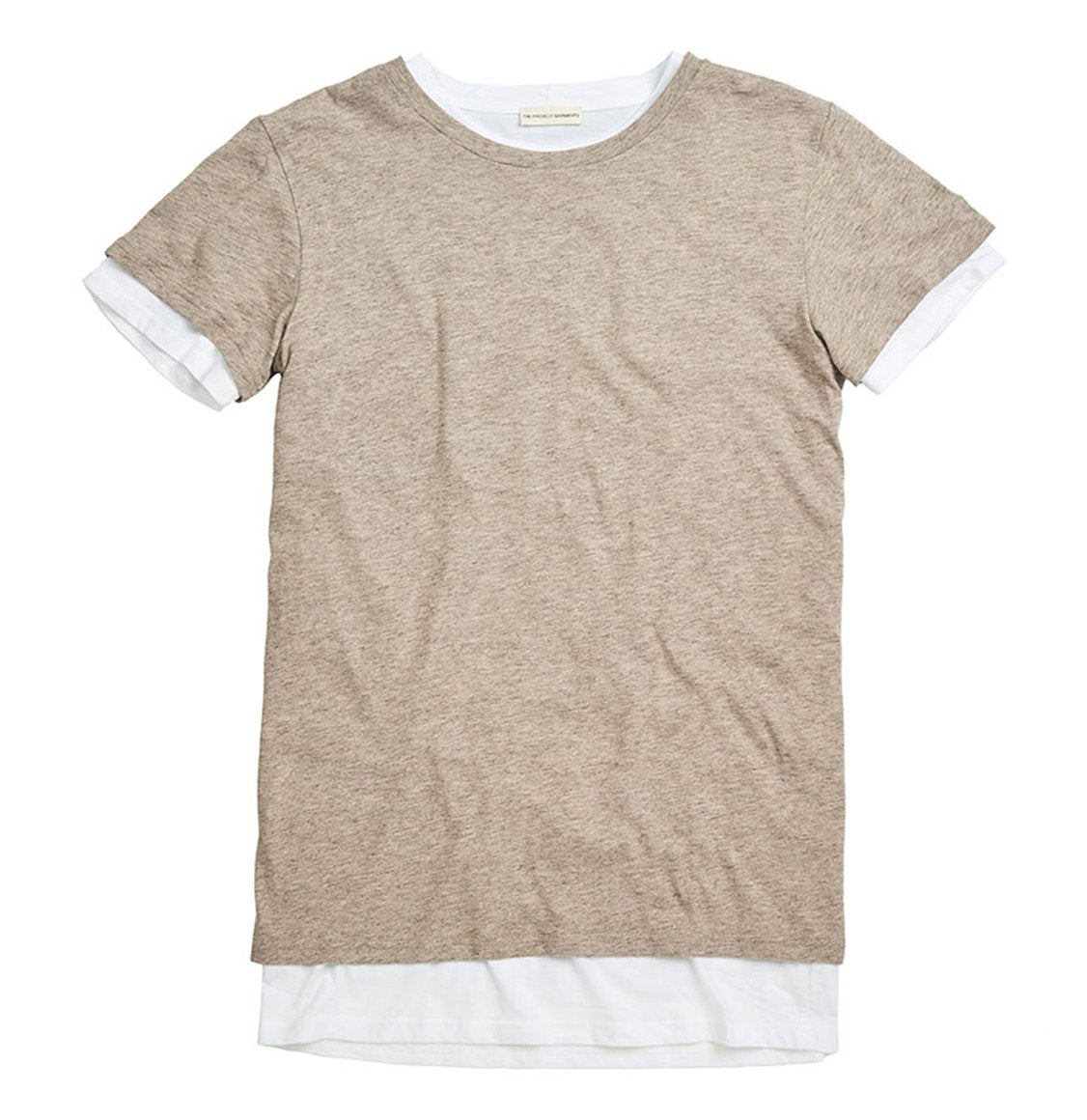 The Project Garments Double Crew Neck Wool Blend Tee Shirt Beige-A