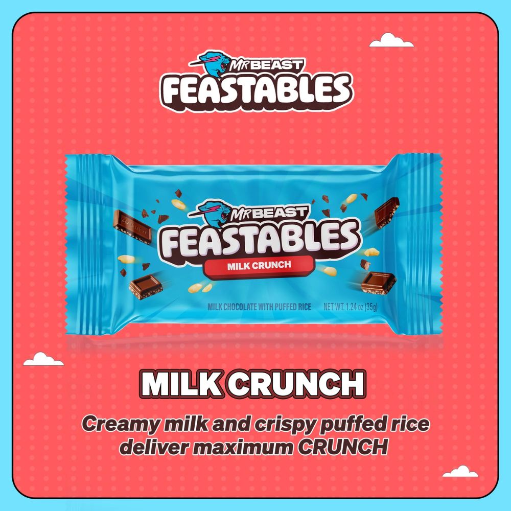 Σοκολάτα Γάλακτος Με Τραγανό Ρύζι Feastables MrBeast Crunch Milk Chocolate Bar 60g