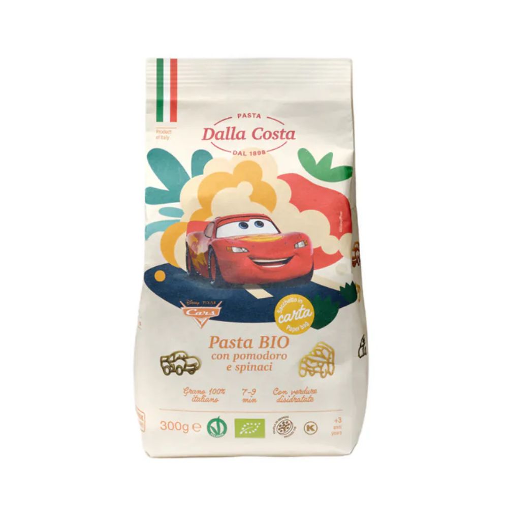 Παιδικά Ζυμαρικά Βιολογικά Dalla Costa Disney Kitchen Pasta Bio Cars 300g